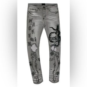 MACKEEN PERIL CRYSTAL PANT GREY size 40 Skinny Fit